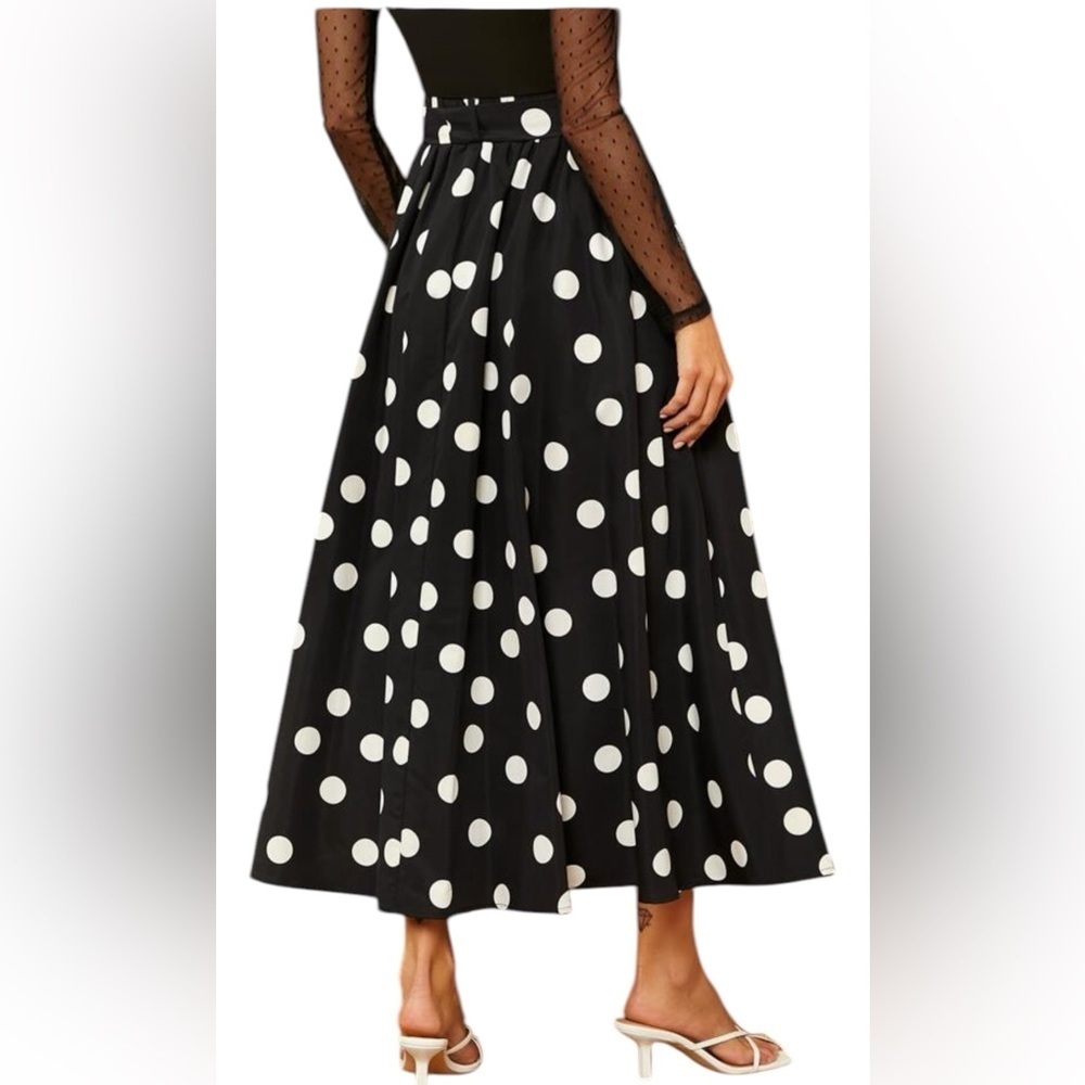 N ByNancy Flowing Midi Skirt Polka Dot